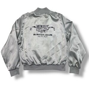 WEST WIND “Frank’s” Silver Satin Bomber Jacket Memories Supper Club VINTAGE